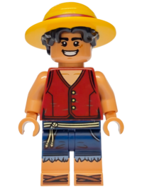 MONKEY D. LUFFY - HAIR COMBO; STRAW HAT WITH BLACK HAIR; OPEN MOUTH SMILE / ANGRY